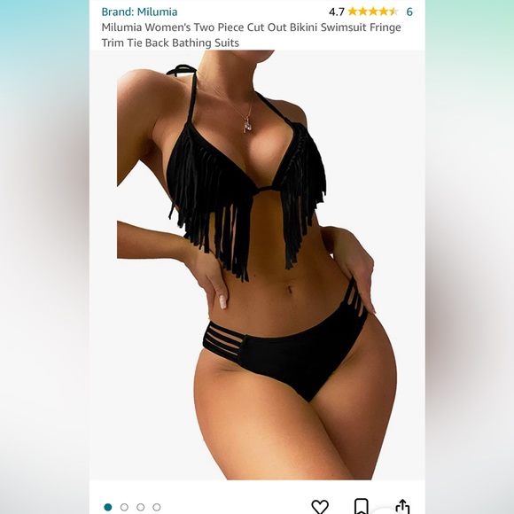 Milumia Women's Two Piece Bikini Swimsuit Fringe Trim Tie Back Bathing Suit - Picture 1 of 5